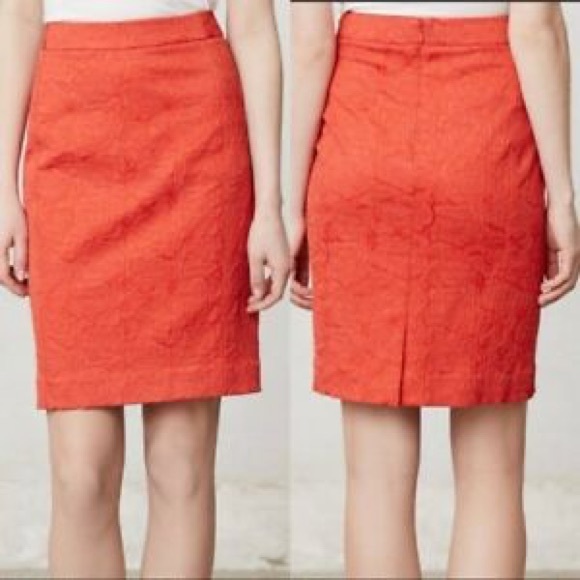 Anthropologie Dresses & Skirts - Anthropologie Red Rose Brocade Skirt Size 4